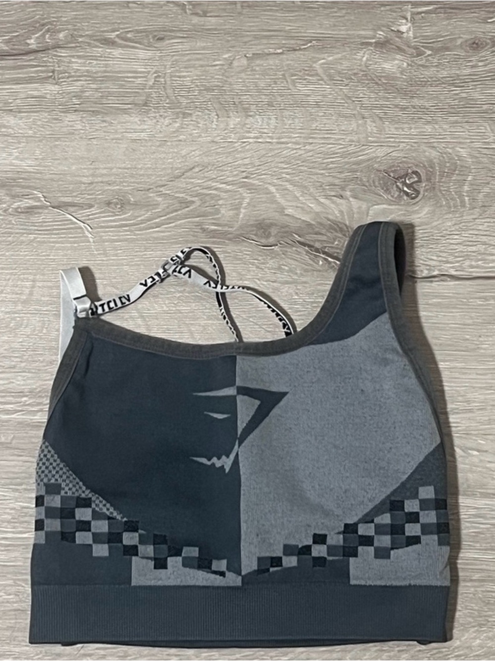 Gymshark Ribbed Dark Charcoal and Light Gray Sports Bralette